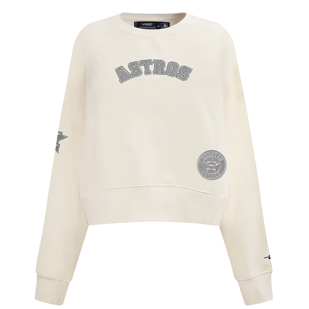 MLB HOUSTON ASTROS REVERSE FRENCH TERRY WOMEN'S FLEECE CREWNECK (EGGSHELL) - Image 3