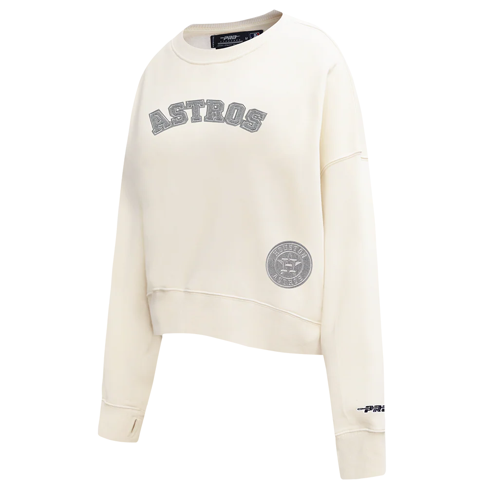 MLB HOUSTON ASTROS REVERSE FRENCH TERRY WOMEN'S FLEECE CREWNECK (EGGSHELL) - Image 4