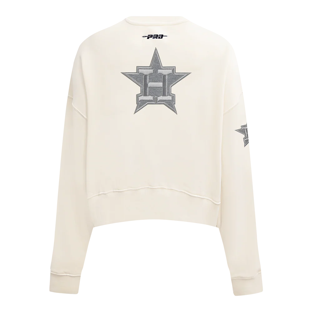 MLB HOUSTON ASTROS REVERSE FRENCH TERRY WOMEN'S FLEECE CREWNECK (EGGSHELL) - Image 5