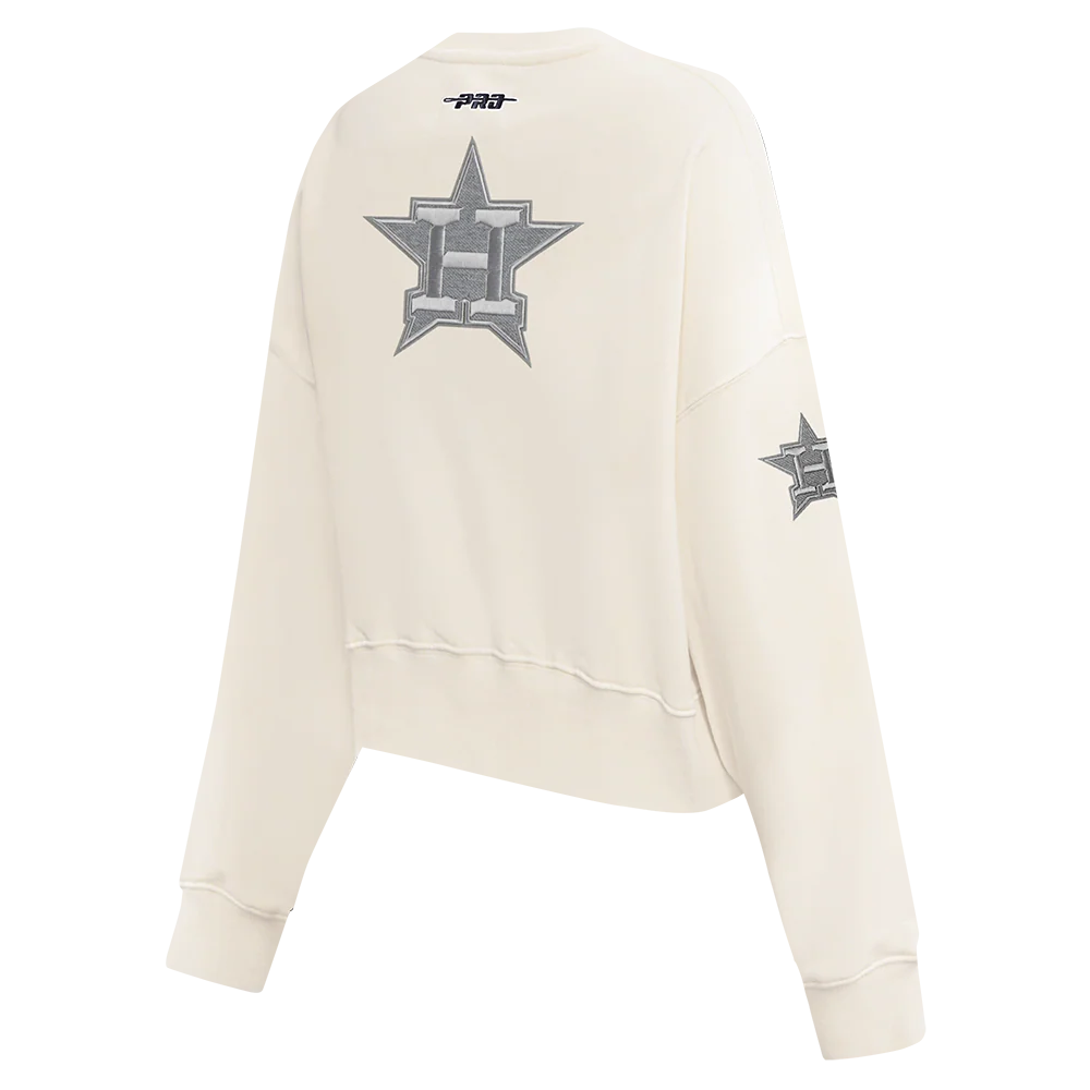 MLB HOUSTON ASTROS REVERSE FRENCH TERRY WOMEN'S FLEECE CREWNECK (EGGSHELL) - Image 6