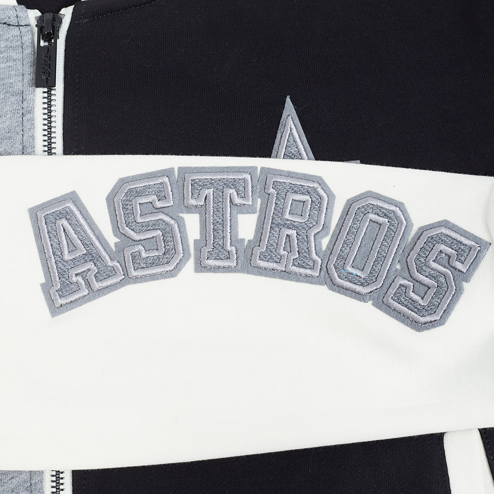 MLB HOUSTON ASTROS REVERSE FRENCH TERRY WOMEN'S COLORBLOCK FLC FZ HOOD (BLACK/GRAY/EGGSHELL) - Image 8