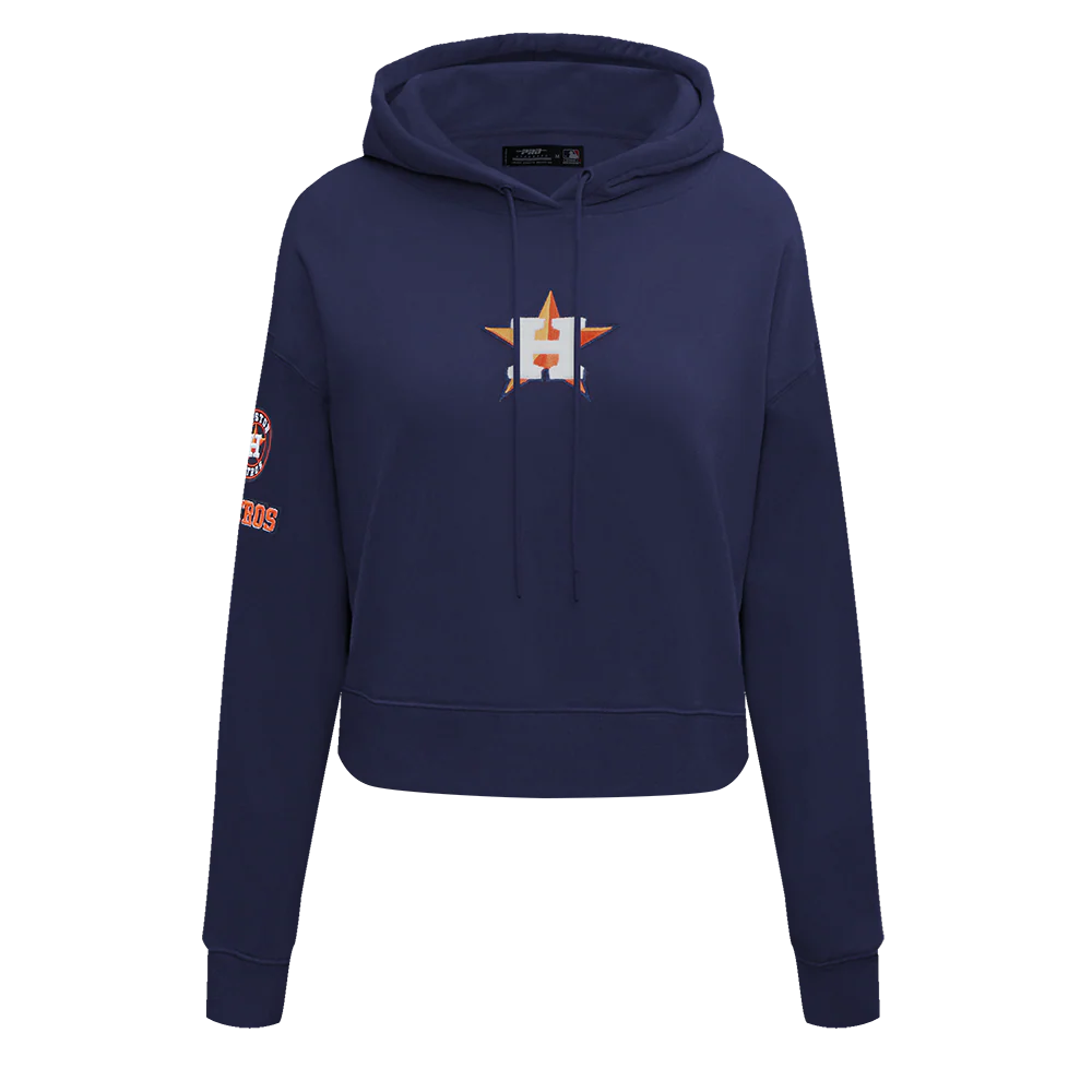 MLB HOUSTON ASTROS CLASSIC WOMEN'S CROPPED PULLOVER HOODIE (MIDNIGHT NAVY)