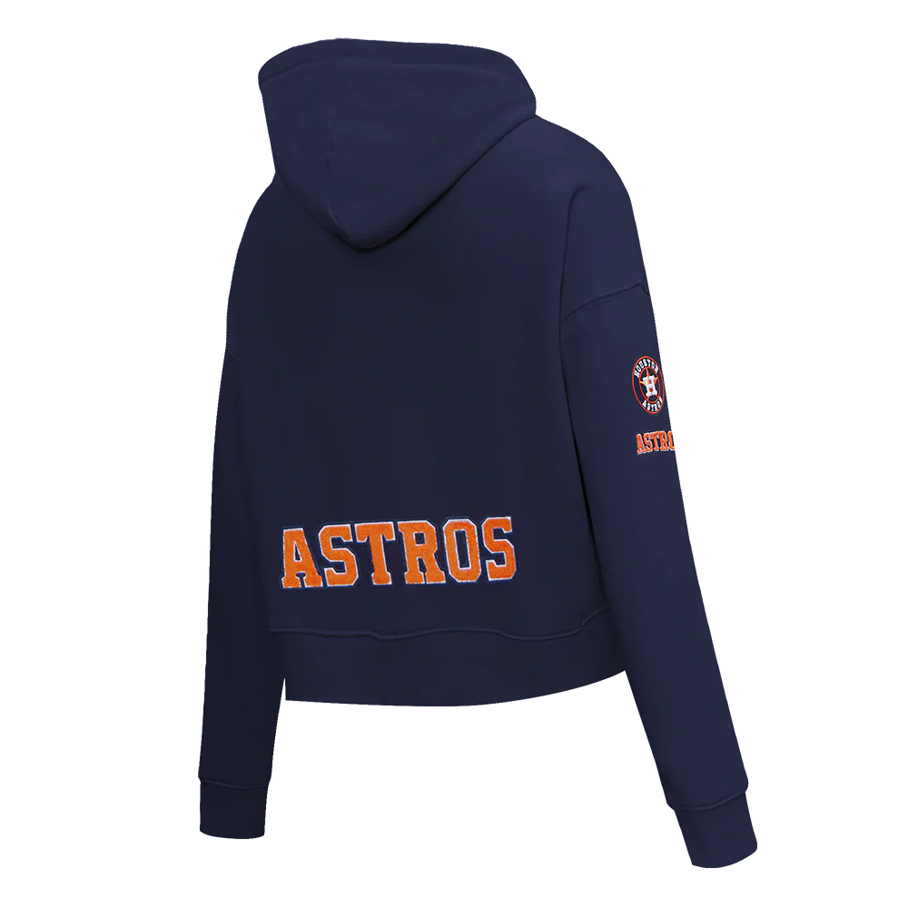 MLB HOUSTON ASTROS CLASSIC WOMEN'S CROPPED PULLOVER HOODIE (MIDNIGHT NAVY) - Image 4