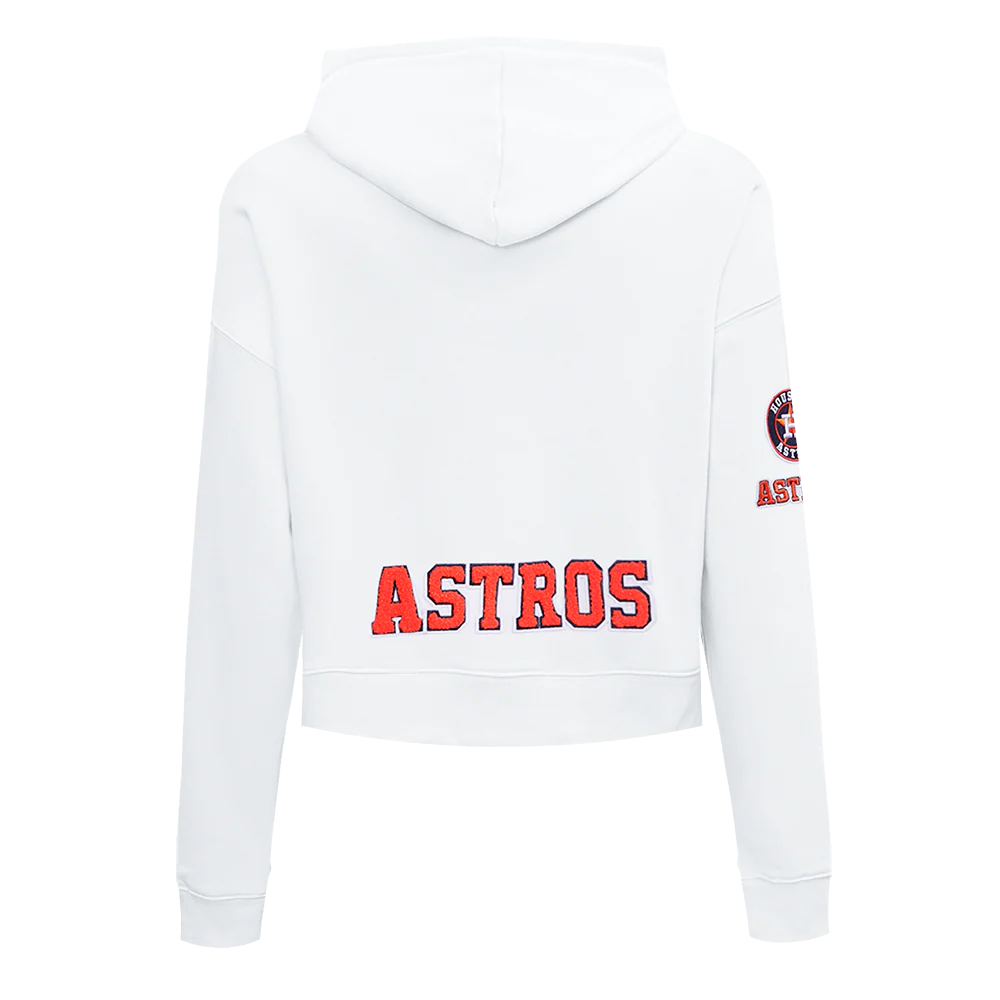 MLB HOUSTON ASTROS CLASSIC WOMEN'S CROPPED PULLOVER HOODIE (WHITE) - Image 3