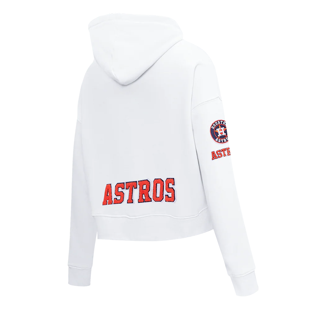 MLB HOUSTON ASTROS CLASSIC WOMEN'S CROPPED PULLOVER HOODIE (WHITE) - Image 4