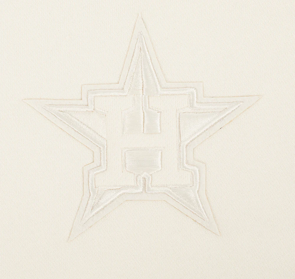 MLB HOUSTON ASTROS NEUTRAL WOMEN'S CROPPED PULLOVER HOODIE (EGGSHELL) - Image 5