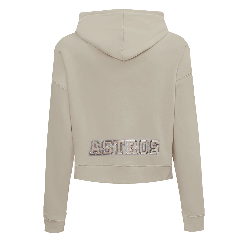 MLB HOUSTON ASTROS NEUTRAL WOMEN'S CROPPED PULLOVER HOODIE (TAUPE) - Image 3