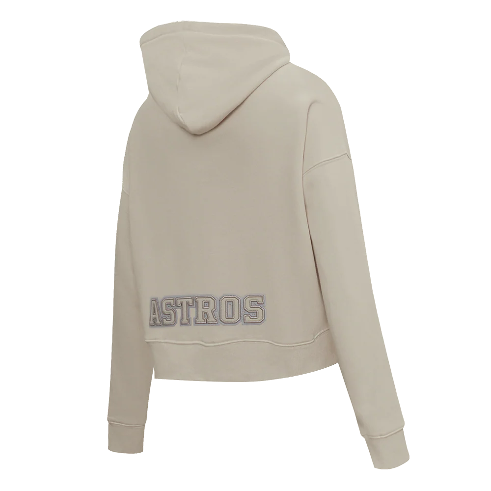 MLB HOUSTON ASTROS NEUTRAL WOMEN'S CROPPED PULLOVER HOODIE (TAUPE) - Image 4