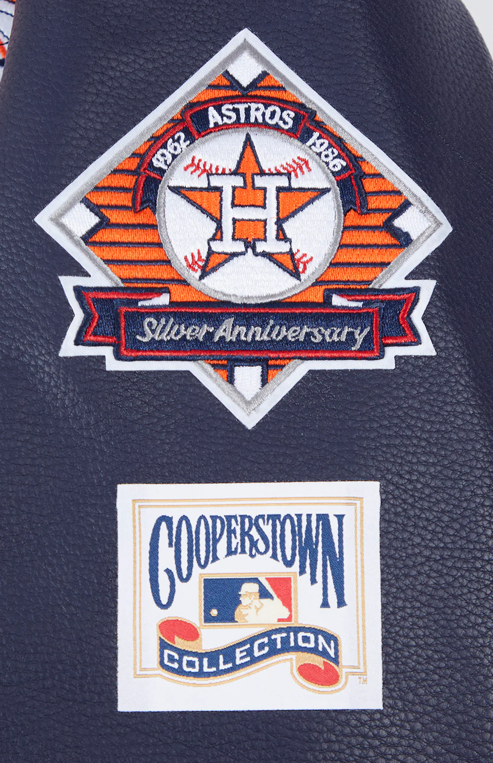MLB HOUSTON ASTROS RETRO CLASSIC WOMEN'S RIB WOOL VARSITY JACKET (EGGSHELL/ MIDNIGHT NAVY) - Image 9