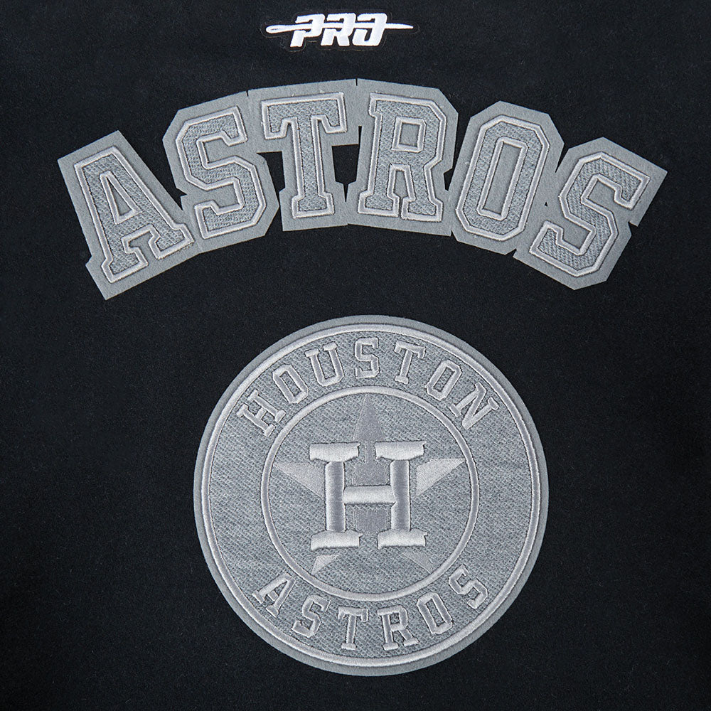 MLB HOUSTON ASTROS REVERSE FRENCH TERRY WOMEN'S WOOL VARSITY JACKET (BLACK/GRAY/EGGSHELL) - Image 10