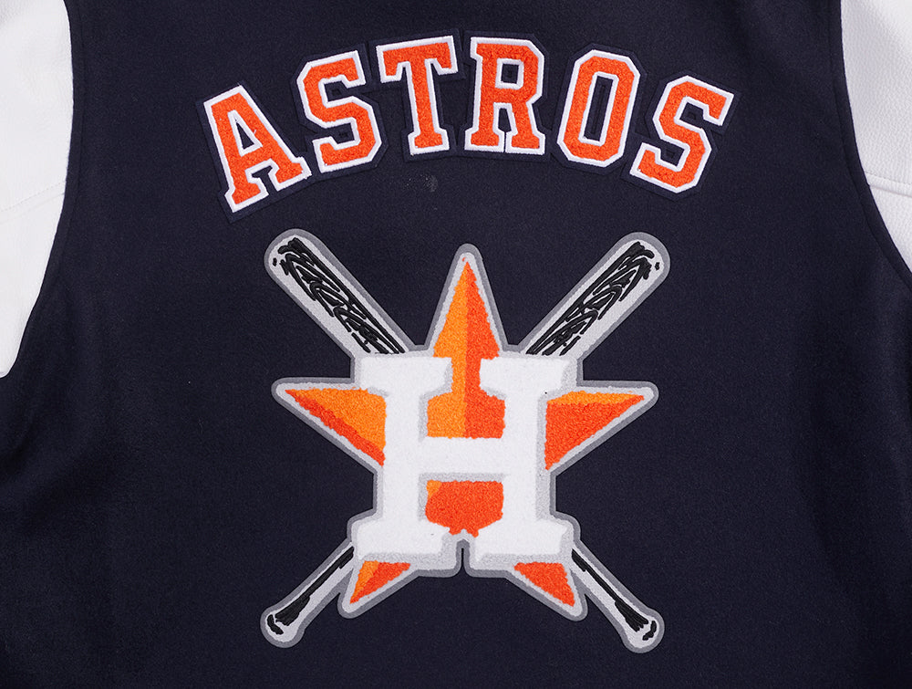 MLB HOUSTON ASTROS MASHUP WOMEN'S RIB WOOL VARSITY JACKET (MIDNIGHT NAVY/ORANGE/MIDNIGHT NAVY) - Image 9