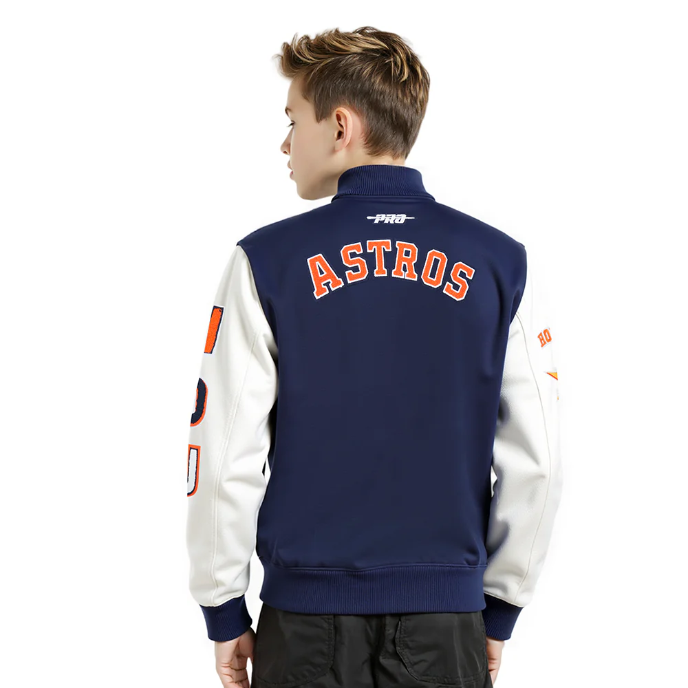 MLB HOUSTON ASTROS CLASSIC LITTLE BOYS WOOL VARSITY JACKET (MIDNIGHT NAVY/WHITE) - Image 2