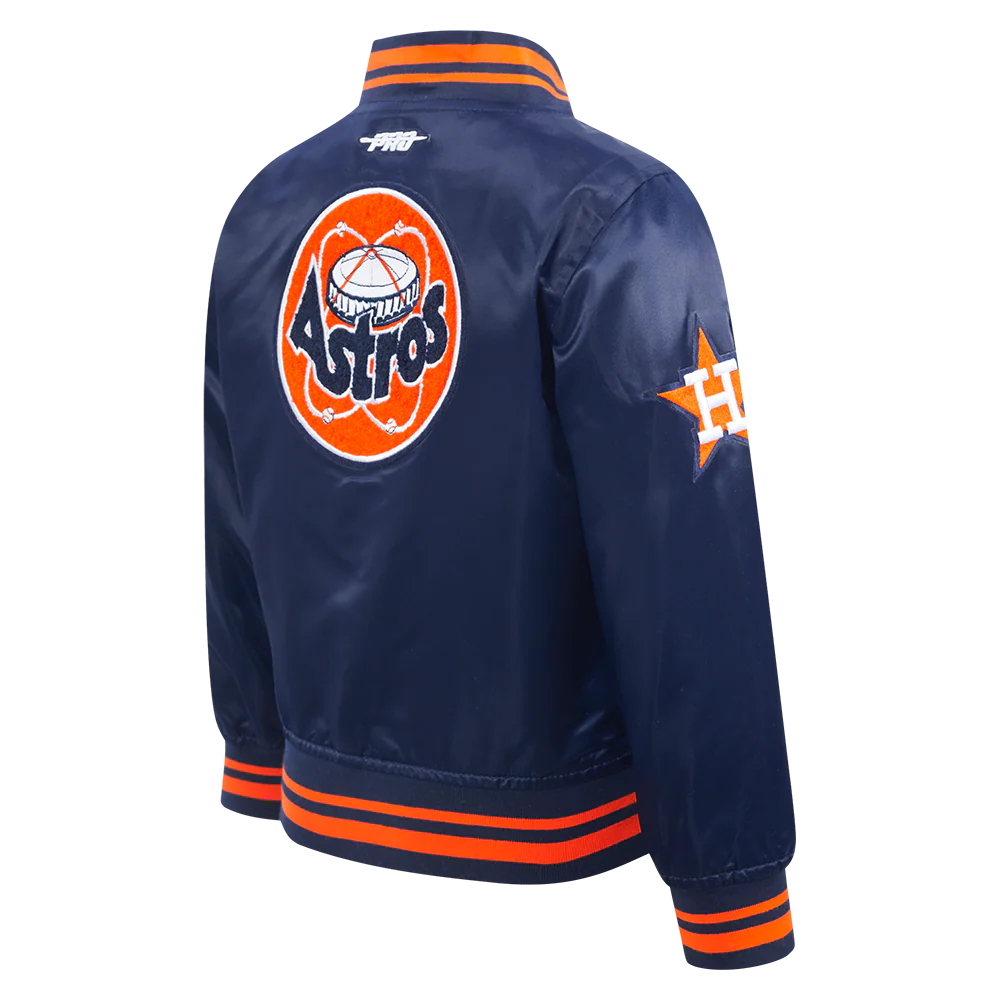 MLB HOUSTON ASTROS RETRO CLASSIC TODDLER BOYS RIB SATIN JACKET (MIDNIGHT NAVY/ORANGE/MIDNIGHT NAVY) - Image 4