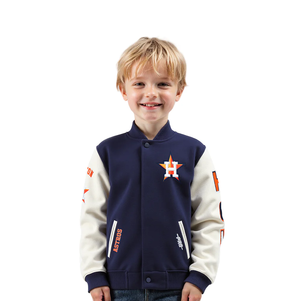MLB HOUSTON ASTROS CLASSIC TODDLER BOYS WOOL VARSITY JACKET (MIDNIGHT NAVY/WHITE)