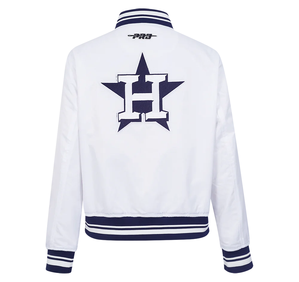 MLB HOUSTON ASTROS CITY RANSOM WOMEN'S RIB SATIN JACKET (WHITE/MIDNIGHT NAVY) - Image 3