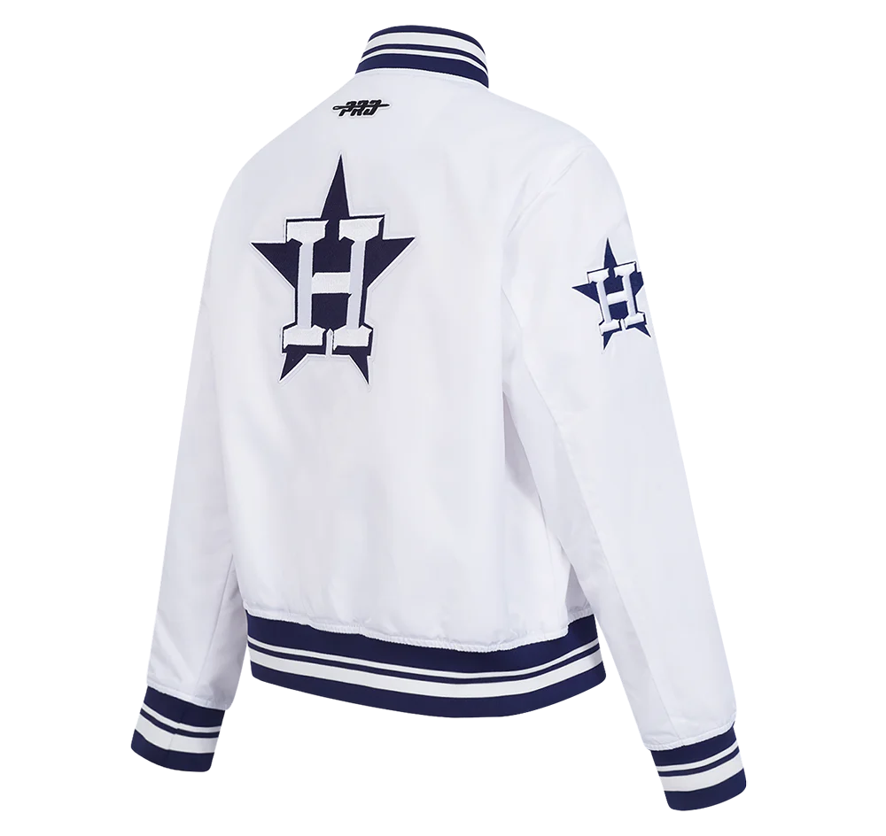 MLB HOUSTON ASTROS CITY RANSOM WOMEN'S RIB SATIN JACKET (WHITE/MIDNIGHT NAVY) - Image 4