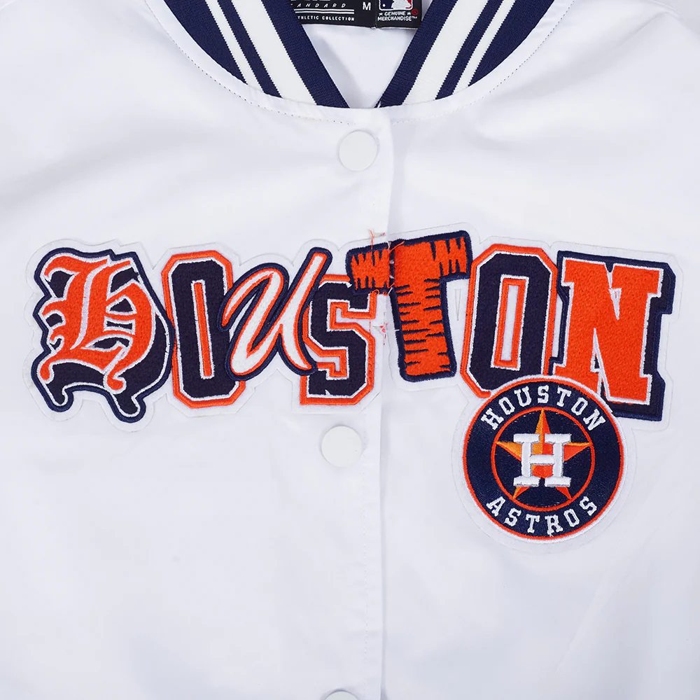 MLB HOUSTON ASTROS CITY RANSOM WOMEN'S RIB SATIN JACKET (WHITE/MIDNIGHT NAVY) - Image 5