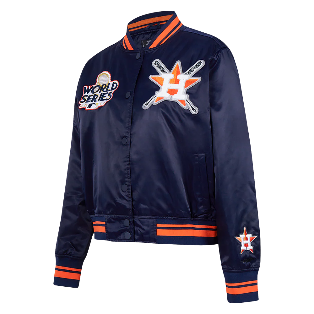 MLB HOUSTON ASTROS MASHUP WOMEN'S RIB SATIN JACKET (MIDNIGHT NAVY/ORANGE/MIDNIGHT NAVY) - Image 2