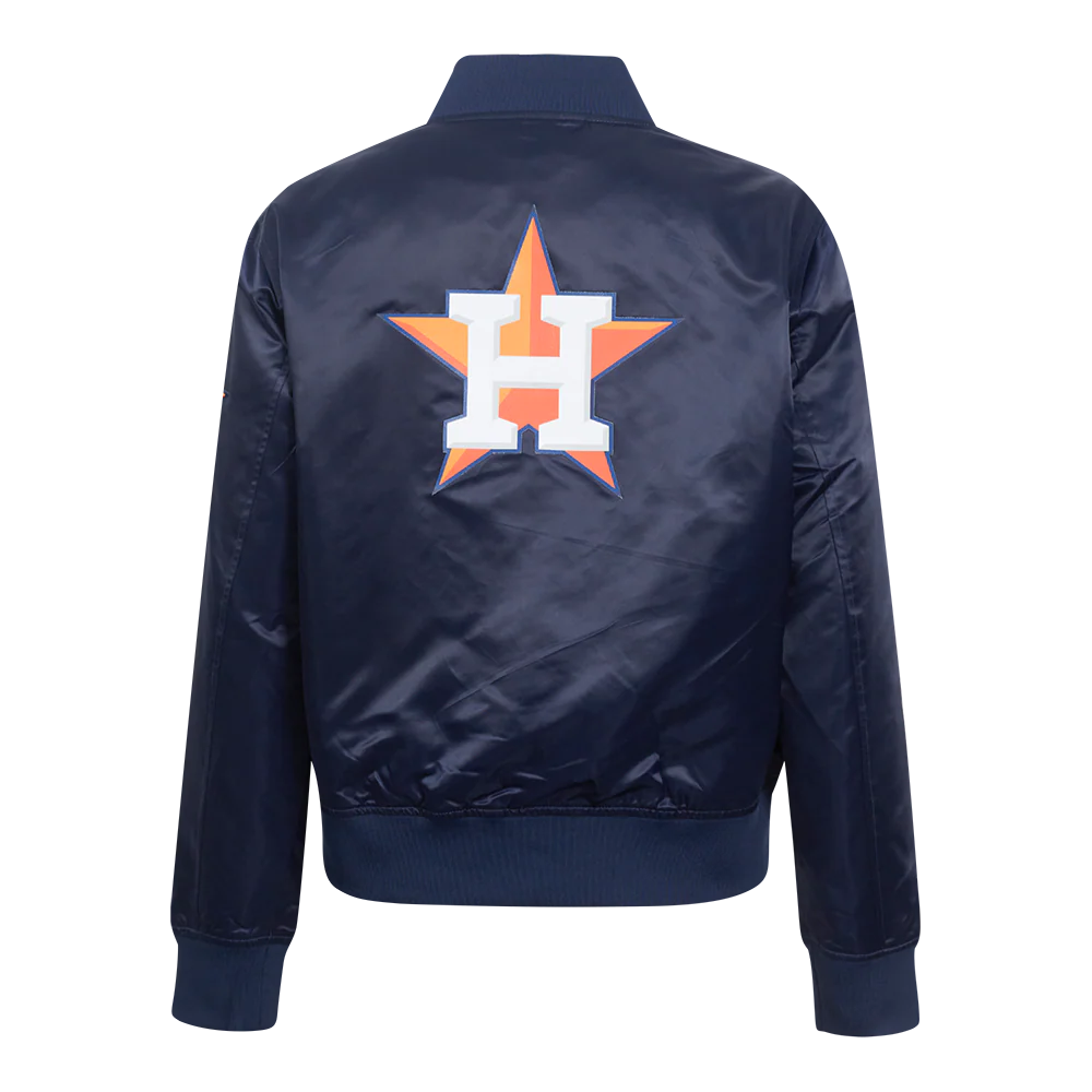 MLB HOUSTON ASTROS CLASSIC WOMEN'S SATIN JACKET (MIDNIGHT NAVY) - Image 3