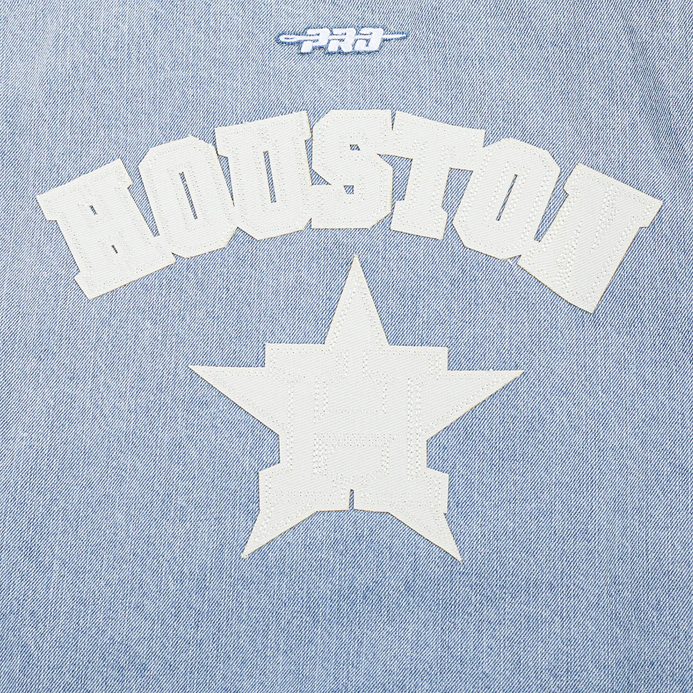 MLB HOUSTON ASTROS VARSITY BLUES WOMEN'S DENIM VARSITY JACKET (DENIM/LINEN) - Image 7