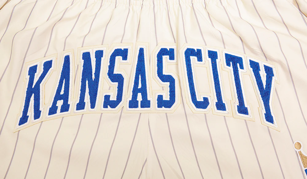 MLB KANSAS CITY ROYALS PINSTRIPE RETRO CLASSIC MEN'S WOVEN SHORT (EGGSHELL/ GREY) - Image 7