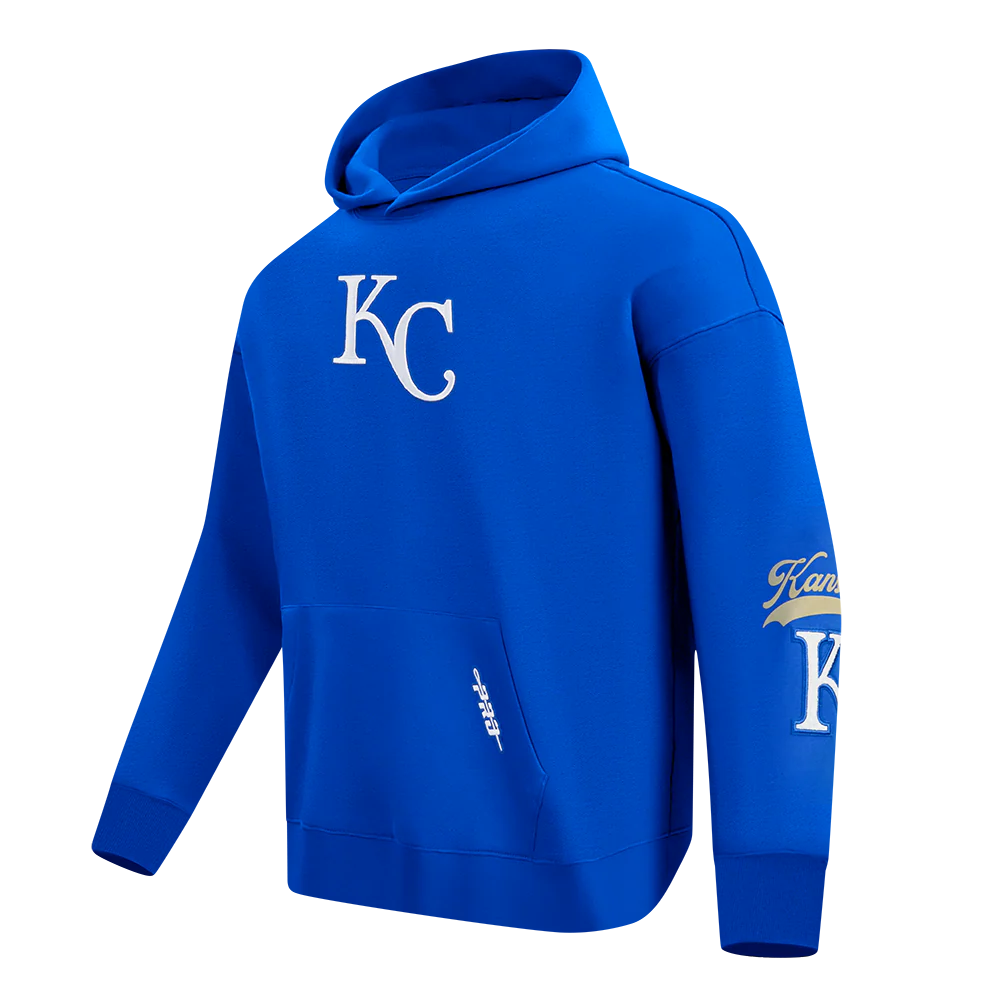 MLB KANSAS CITY ROYALS LIVING LARGE MEN'S DROP SHOULDER FLC PO HOODI (ROYAL BLUE) - Image 3
