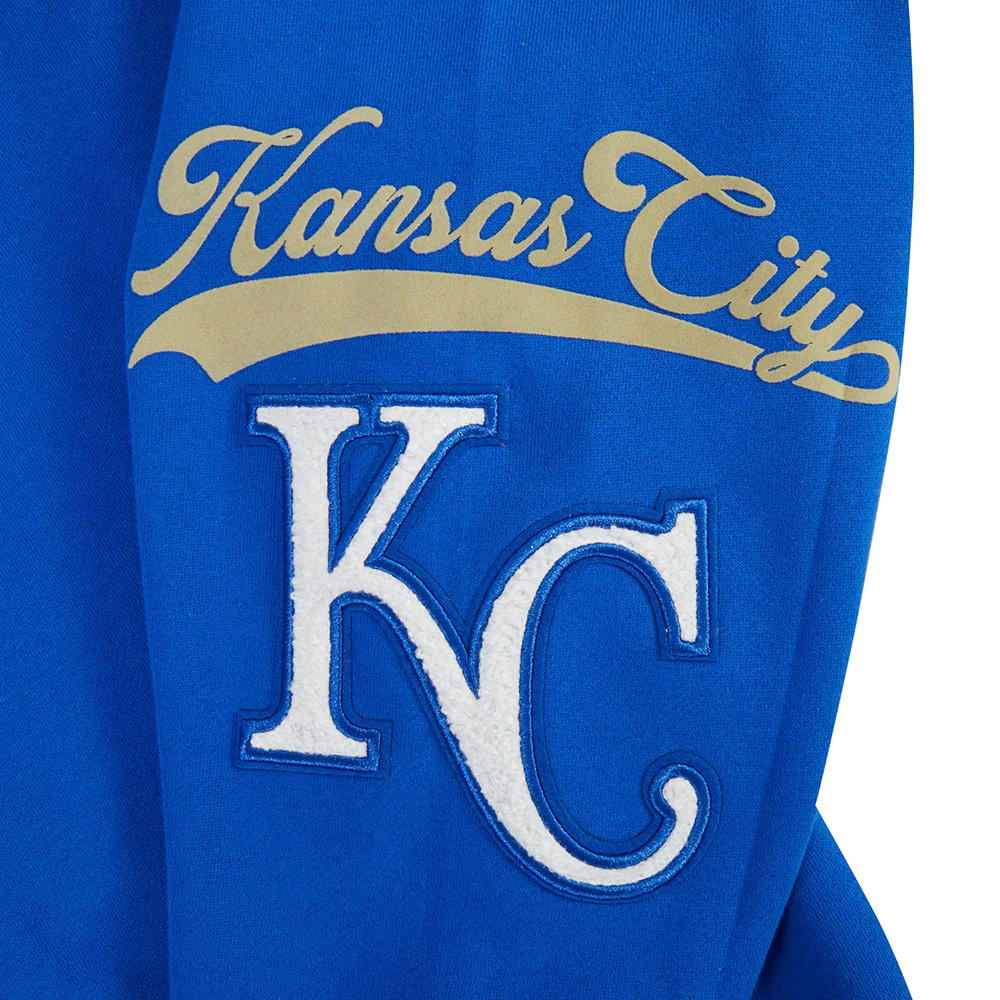 MLB KANSAS CITY ROYALS LIVING LARGE MEN'S DROP SHOULDER FLC PO HOODI (ROYAL BLUE) - Image 8