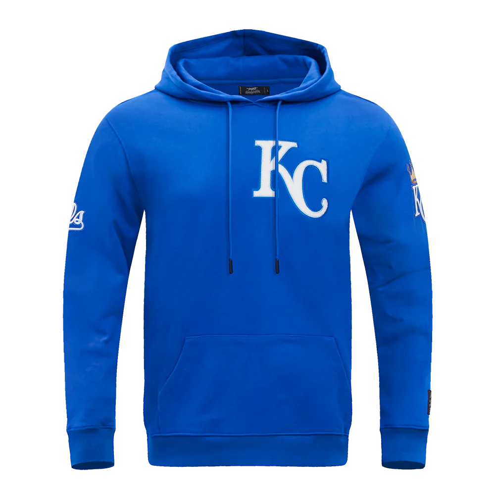 MLB KANSAS CITY ROYALS CLASSIC CHENILLE MEN'S PULLOVER HOODIE (ROYAL BLUE)