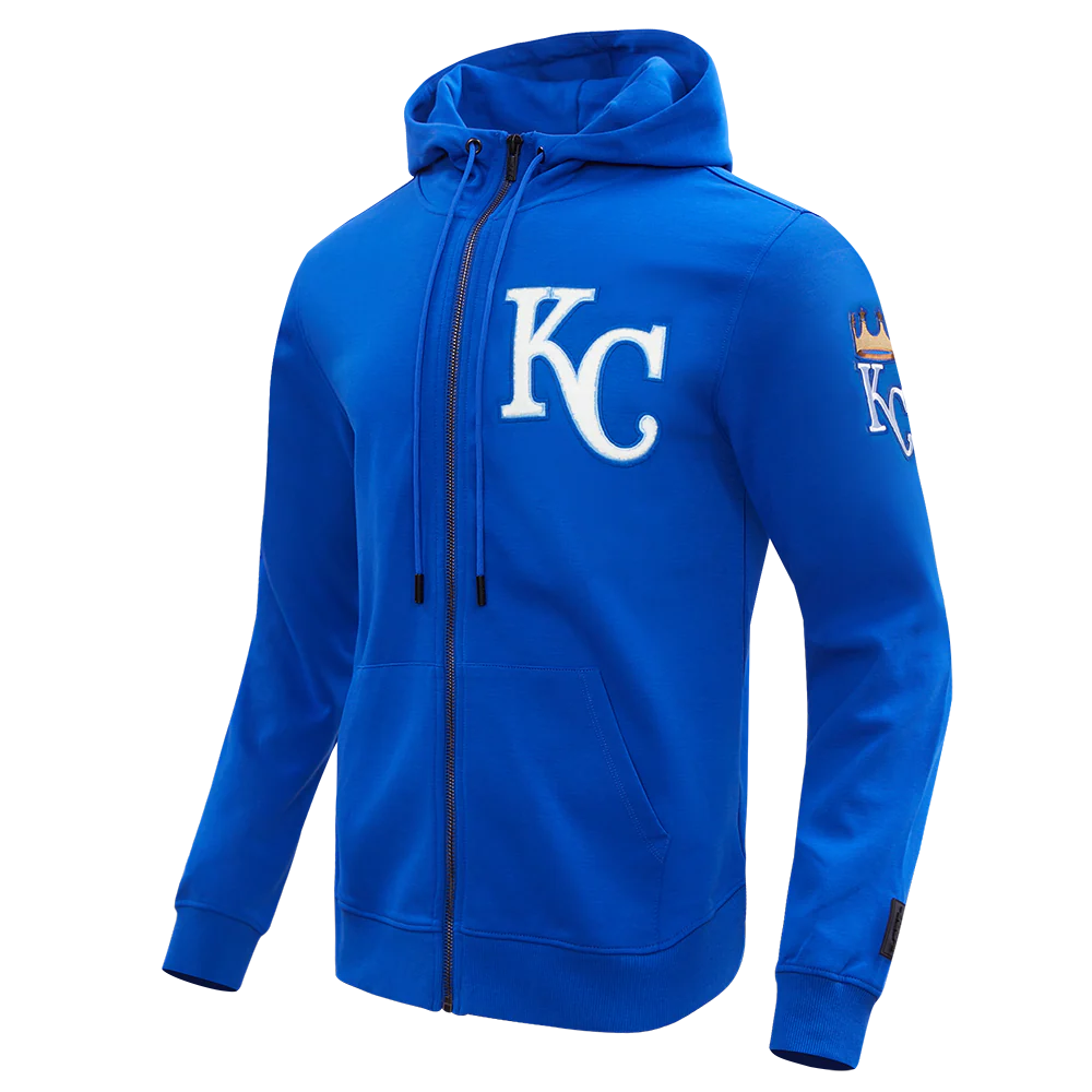MLB KANSAS CITY ROYALS CLASSIC CHENILLE MEN'S FULL ZIP HOODIE (ROYAL BLUE) - Image 2