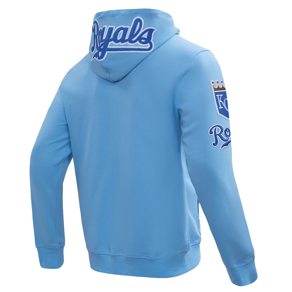MLB KANSAS CITY ROYALS CLASSIC CHENILLE MEN'S FULL ZIP PULLOVER HOODIE (UNIVERSITY BLUE) - Image 4