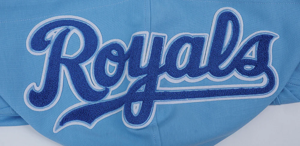MLB KANSAS CITY ROYALS CLASSIC CHENILLE MEN'S FULL ZIP PULLOVER HOODIE (UNIVERSITY BLUE) - Image 8