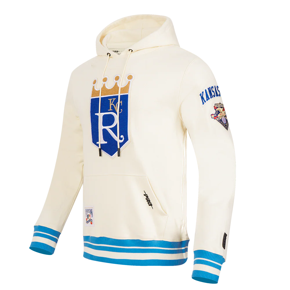 MLB KANSAS CITY ROYALS RETRO CLASSIC MEN'S PULLOVER HOODIE (EGGSHELL/UNIVERSAL BLUE) - Image 9