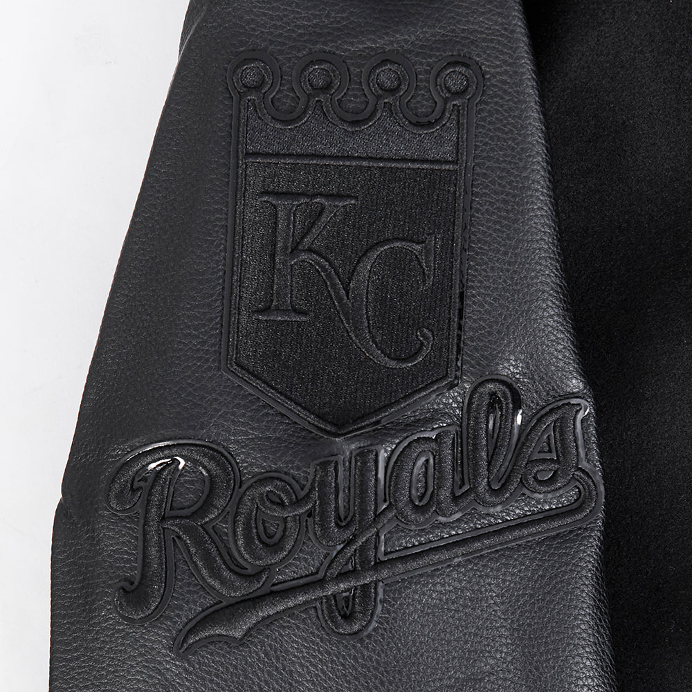 MLB KANSAS CITY ROYALS TRIPLE BLACK WOOL MEN'S VARSITY JACKET (TRIPLE BLACK) - Image 7