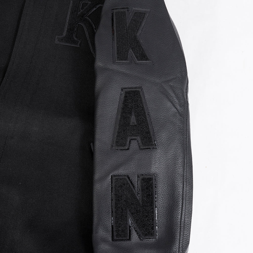 MLB KANSAS CITY ROYALS TRIPLE BLACK WOOL MEN'S VARSITY JACKET (TRIPLE BLACK) - Image 8