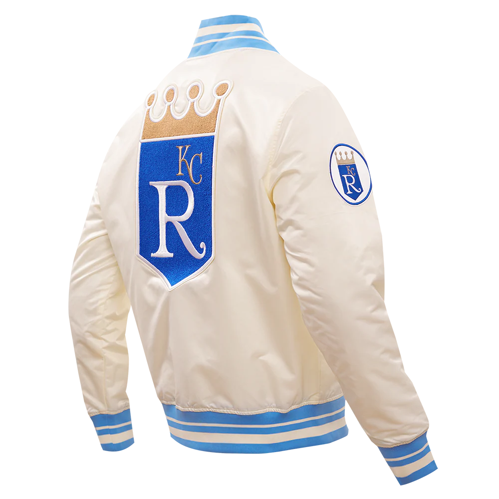 MLB KANSAS CITY ROYALS RETRO CLASSIC MEN'S RIB SATIN JACKET (EGGSHELL/ UNIVERSITY BLUE) - Image 12