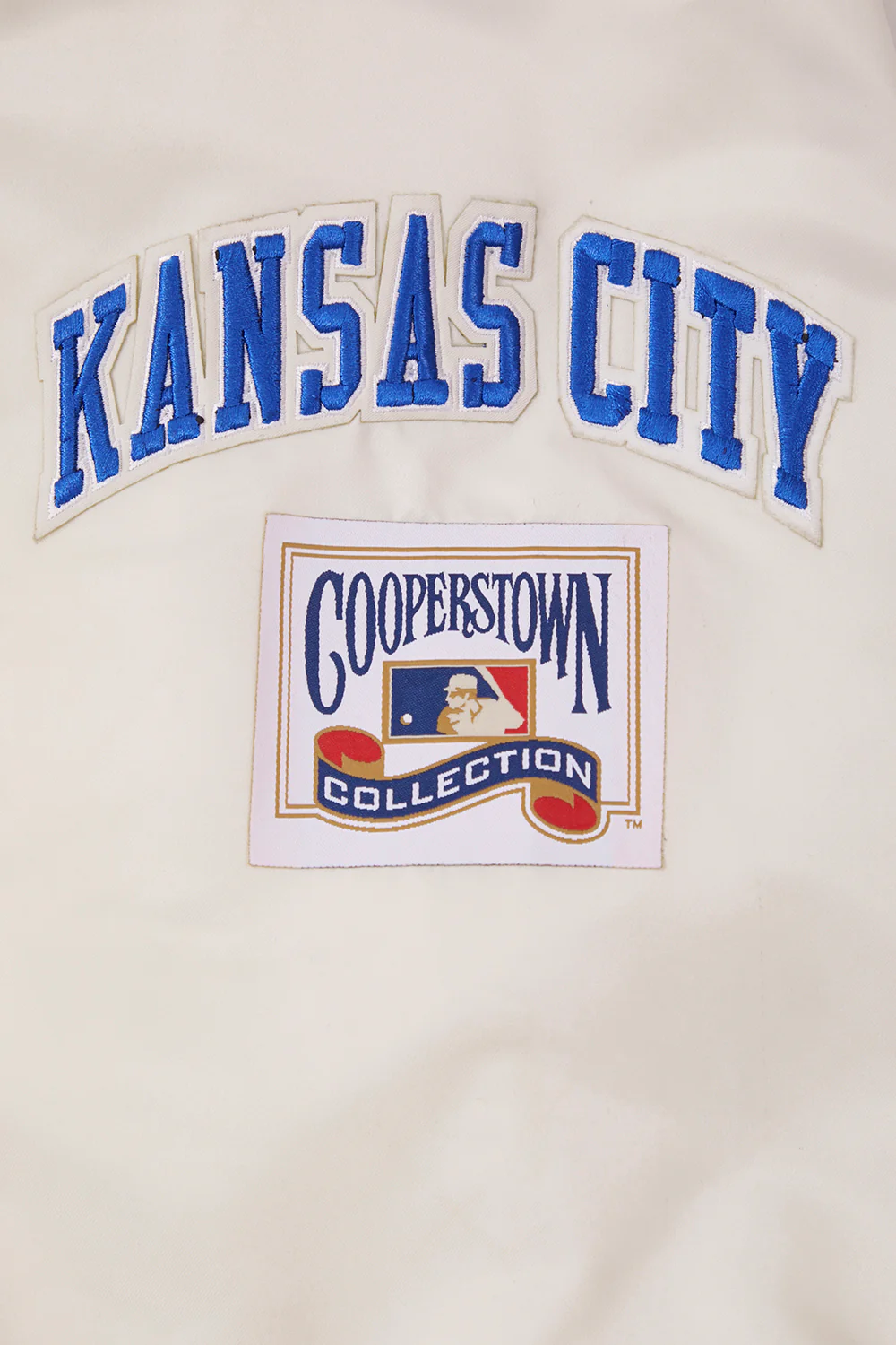MLB KANSAS CITY ROYALS RETRO CLASSIC MEN'S RIB SATIN JACKET (EGGSHELL/ UNIVERSITY BLUE) - Image 7