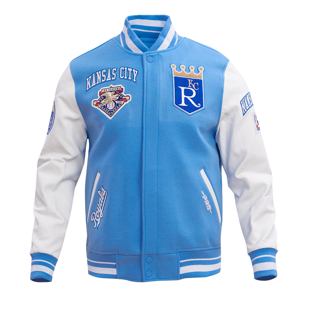 MLB KANSAS CITY ROYALS RETRO CLASSIC MEN'S RIB WOOL VARSITY JACKET (UNIVERSITY BLUE/WHITE) - Image 11