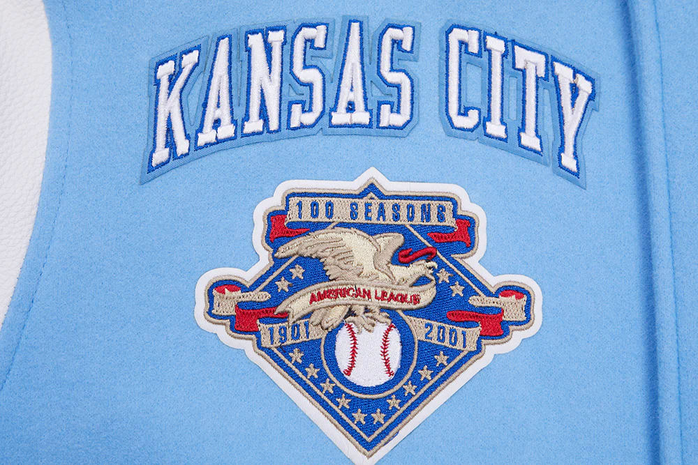 MLB KANSAS CITY ROYALS RETRO CLASSIC MEN'S RIB WOOL VARSITY JACKET (UNIVERSITY BLUE/WHITE) - Image 6