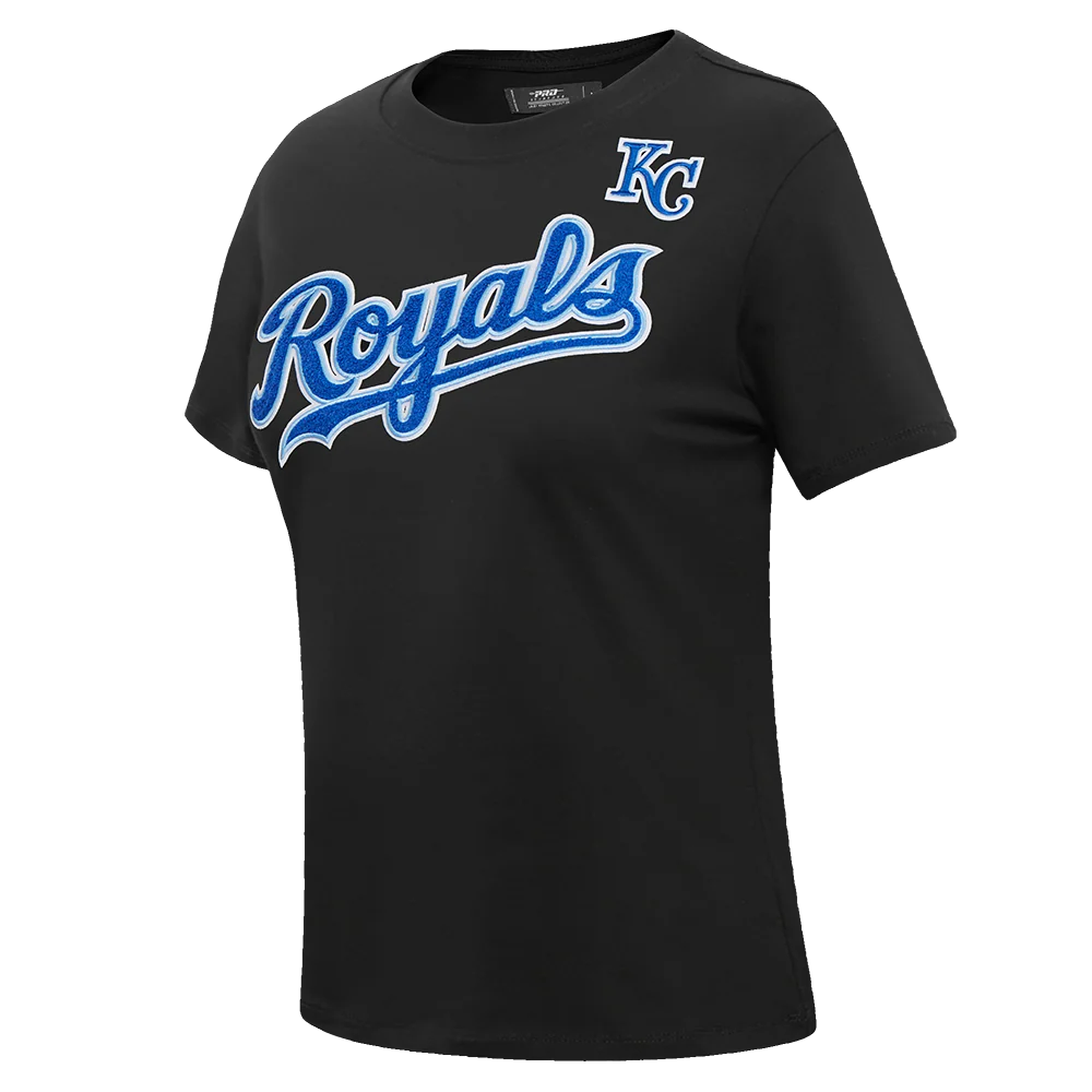MLB KANSAS CITY ROYALS CLASSIC SHORT SLEEVE WOMEN'S SINGLE JERSEY SLIM FIT TOP (BLACK) - Image 2