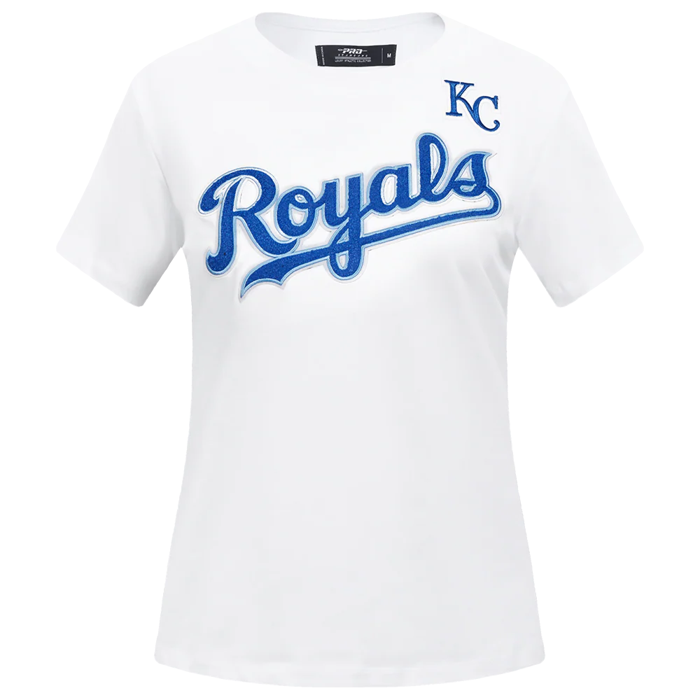 MLB KANSAS CITY ROYALS CLASSIC SHORT SLEEVE WOMEN'S SINGLE JERSEY SLIM FIT TOP (WHITE)