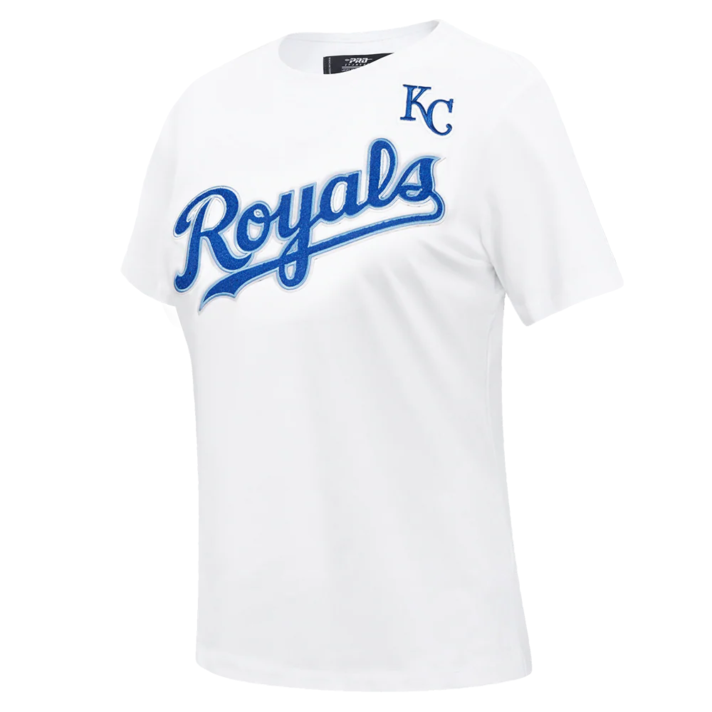 MLB KANSAS CITY ROYALS CLASSIC SHORT SLEEVE WOMEN'S SINGLE JERSEY SLIM FIT TOP (WHITE) - Image 2