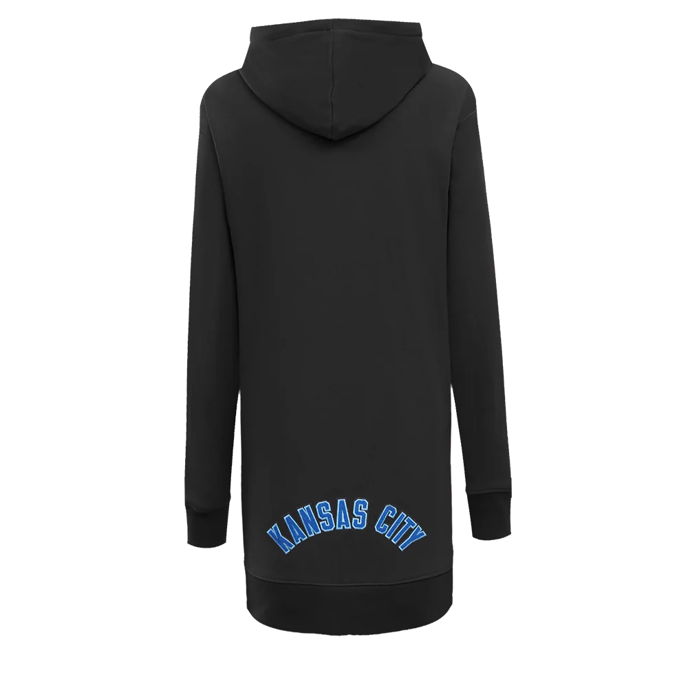 MLB KANSAS CITY ROYALS CLASSIC WOMEN'S FLEECE HOODIE DRESS (BLACK) - Image 3