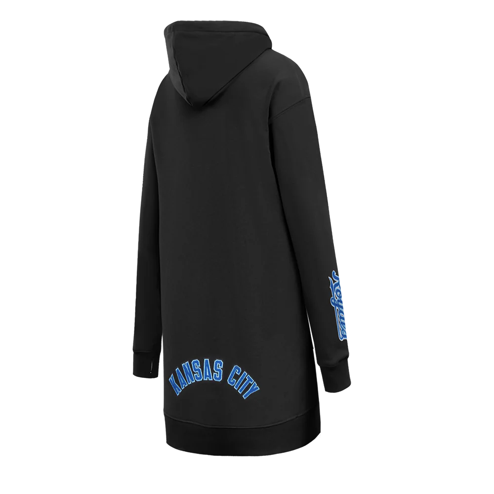 MLB KANSAS CITY ROYALS CLASSIC WOMEN'S FLEECE HOODIE DRESS (BLACK) - Image 4