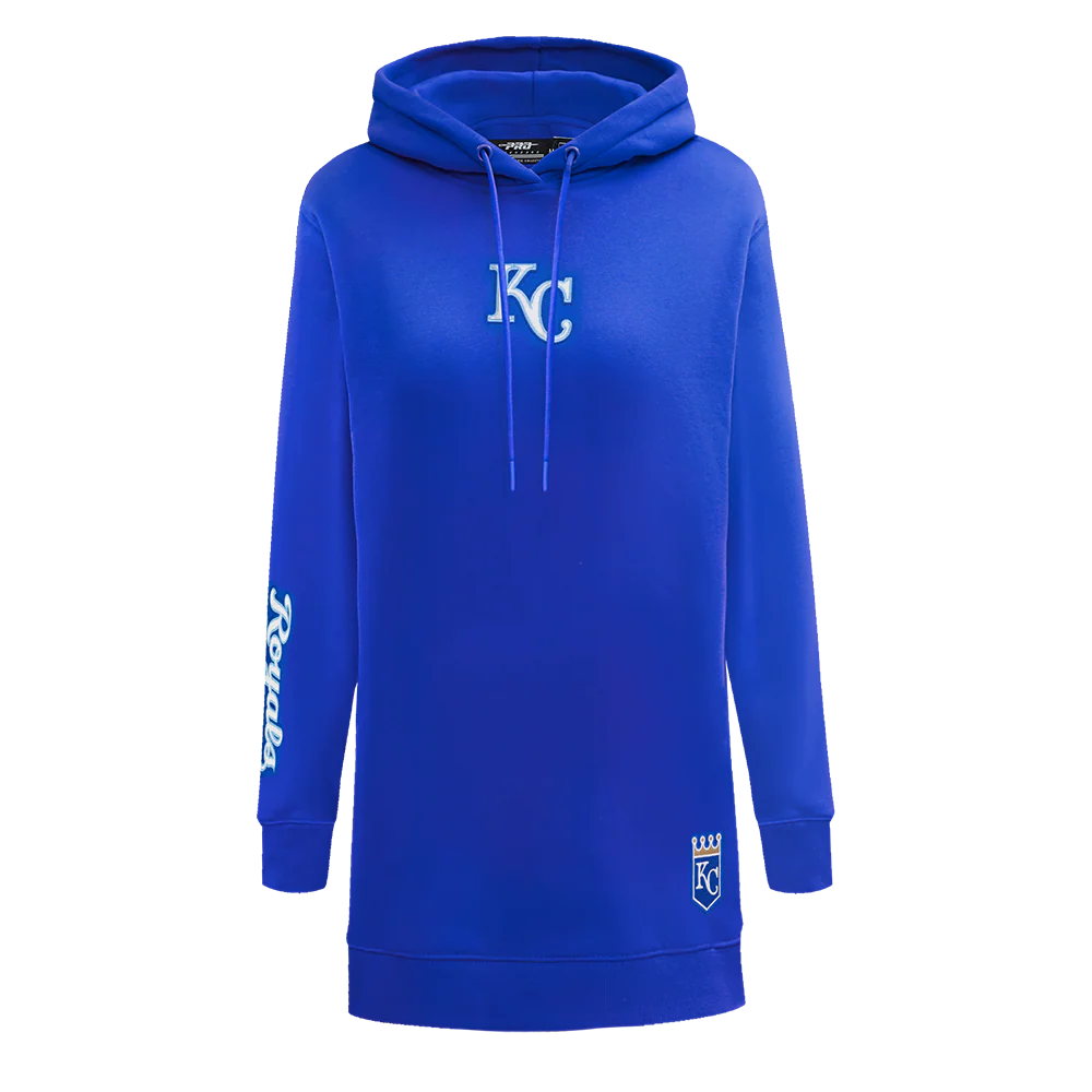 MLB KANSAS CITY ROYALS CLASSIC WOMEN'S FLEECE HOODIE DRESS (ROYAL BLUE)