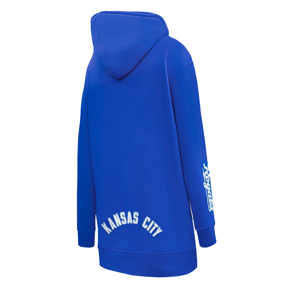 MLB KANSAS CITY ROYALS CLASSIC WOMEN'S FLEECE HOODIE DRESS (ROYAL BLUE) - Image 4