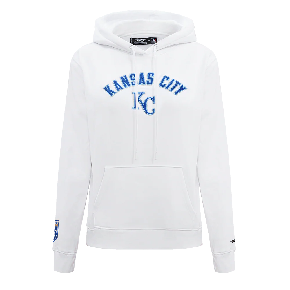MLB KANSAS CITY ROYALS CLASSIC WOMEN'S FLEECE PULLOVER HOODIE (WHITE)