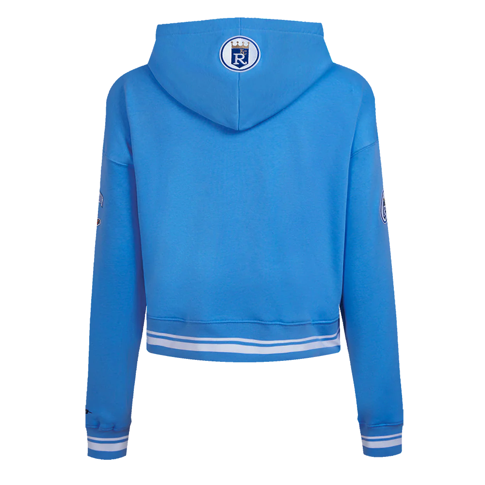 MLB KANSAS CITY ROYALS RETRO CLASSIC WOMEN'S CROPPED PULLOVER HOODIE (UNIVERSITY BLUE) - Image 3