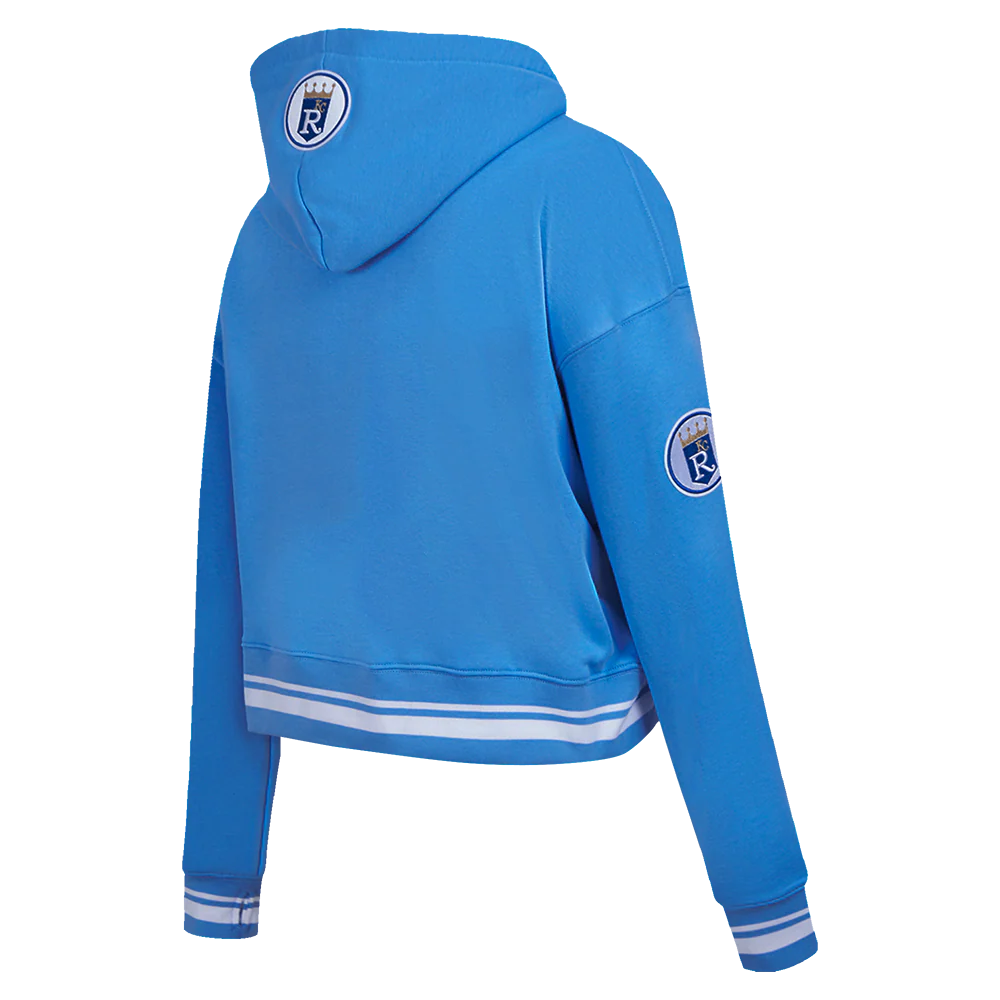 MLB KANSAS CITY ROYALS RETRO CLASSIC WOMEN'S CROPPED PULLOVER HOODIE (UNIVERSITY BLUE) - Image 4