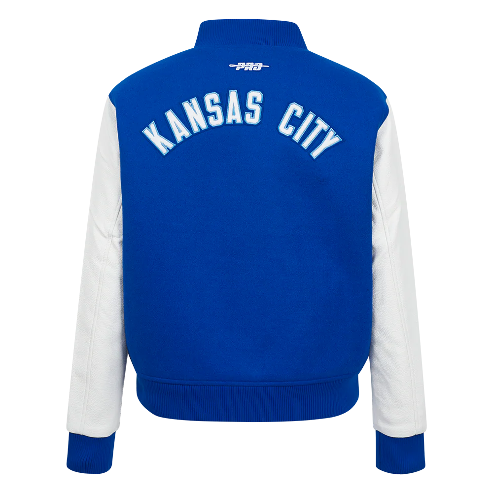 MLB KANSAS CITY ROYALS CLASSIC WOMEN'S WOOL VARSITY JACKET (ROYAL BLUE/WHITE) - Image 3