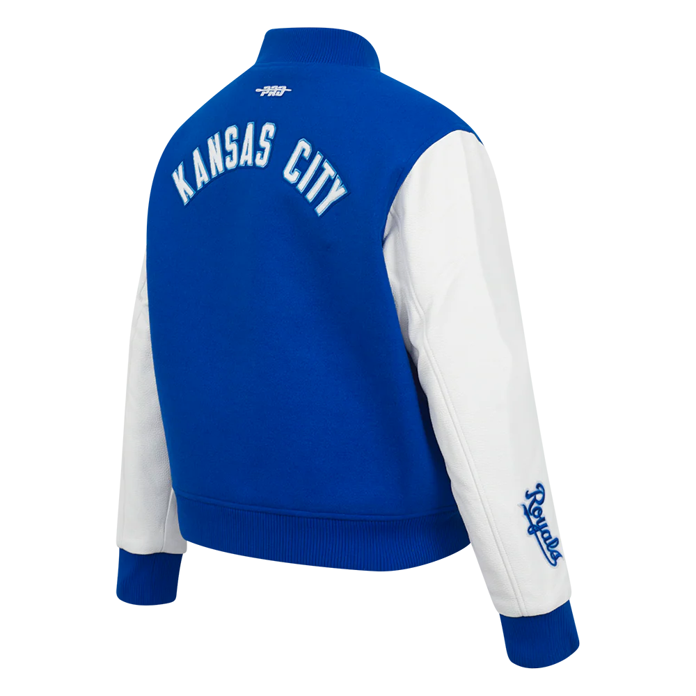MLB KANSAS CITY ROYALS CLASSIC WOMEN'S WOOL VARSITY JACKET (ROYAL BLUE/WHITE) - Image 4